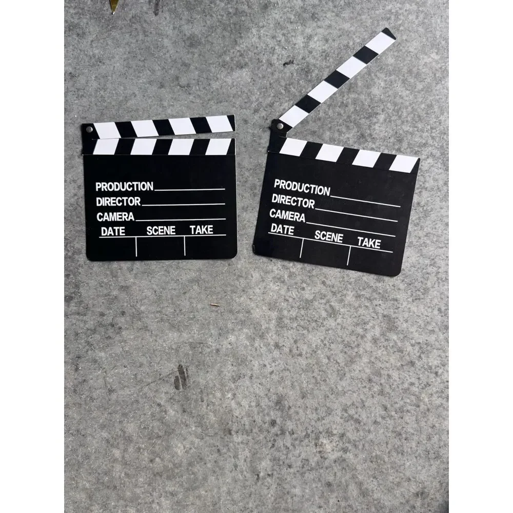 LOT: Hollywood Star Photo Booth Props 15pc Gold Stars Film Reels Clapboard Decor